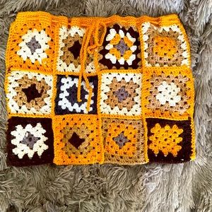 Granny Square Crochet Mini Skirt Handmade Size Medium  NEW